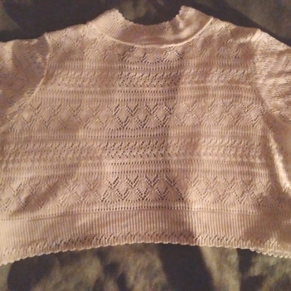JACLyn Smith sweater Open front Pointelle knit shrug 1X white Y2K style - Picture 8 of 10
